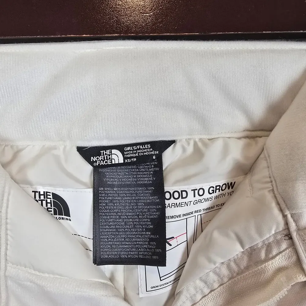 The North Face Girls Size XS/6 Freedom Insulated Snow Pants White Dune Snowboard